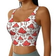 thumbnail image 2 of Fotbe Amanita Red Mushroom Pattern Womens' Sports Bra Longline Wirefree Padded with Medium Support Sports Moisture-Wicking Workou Vest,Tank Top-, 2 of 7