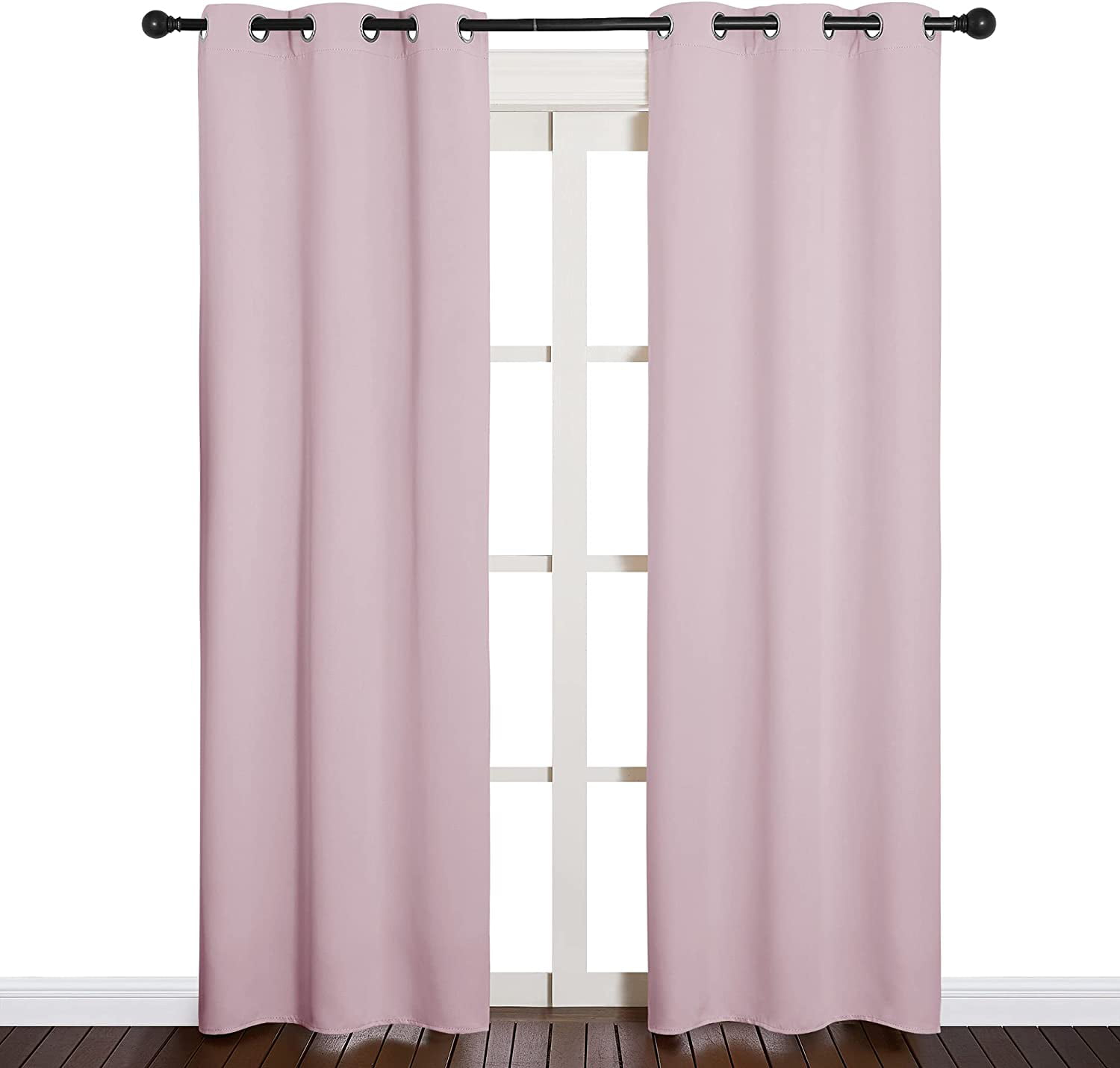 2 Panels, 52 by 84-Inch, Platinum & Greyish White NICETOWN Nursery Star Window Curtain Panels Room Darkening Blackout Drapes with Eyelets for Girls Room