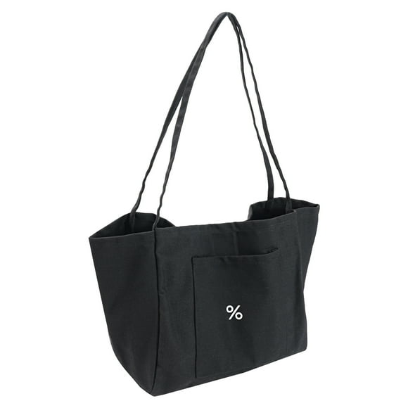 Unique Bargains Canvas Tote Bag Personalized Canvas Shoulder Bag Reusable Large Handbag Black