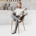 thumbnail image 3 of Sillas de Comedor de Terciopelo con Patas de Acero Acabado Tipo Madera Estilo Moderno - Sillas de Comedor Tapizadas Minimalista con Relleno Suave Set 2 Piezas Taupe, 3 of 5