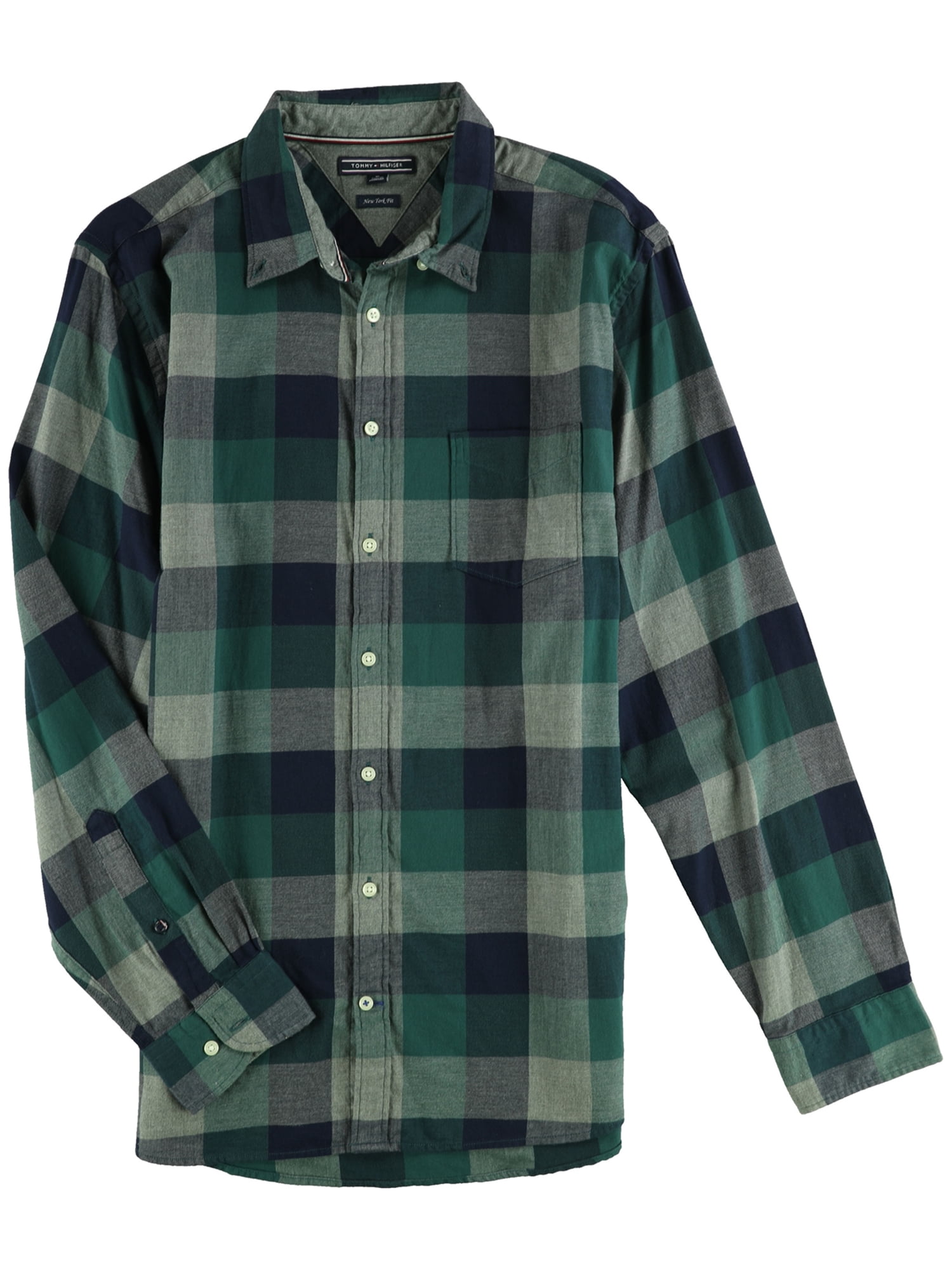 tommy hilfiger green plaid shirt