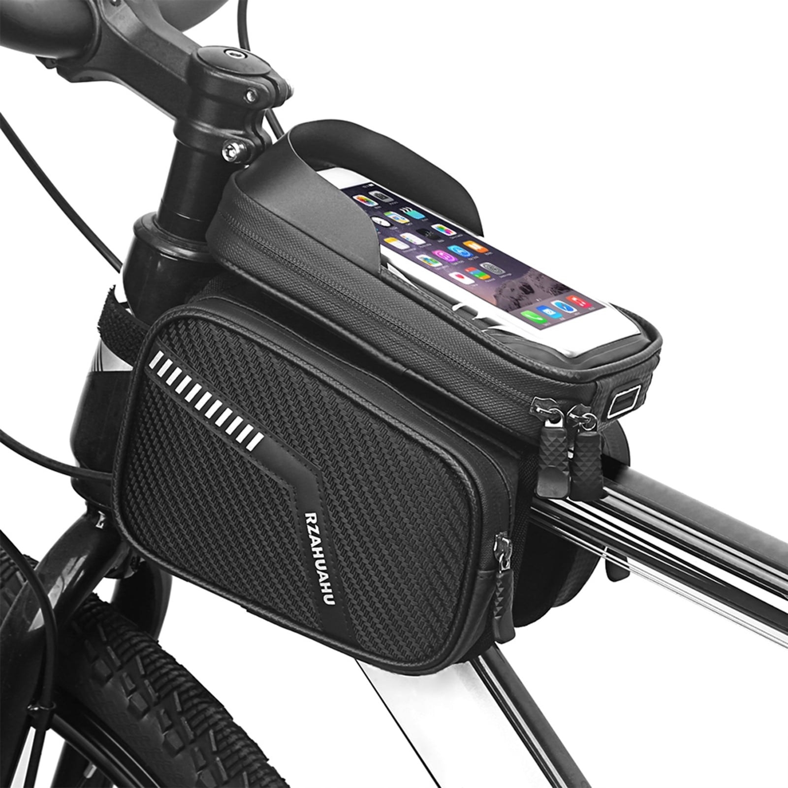 Bicycle Front Frame Touch Screen Waterproof Phone Bag MTB Top Tube Pannier Case 