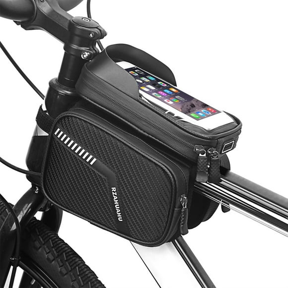 Portaequipajes Bolsa impermeable para cuadro de bicicleta, bolsa doble, bolsa de tubo superior para RZAHUAHU Portaequipajes