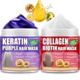 thumbnail image 1 of Keratin Hair Treatment-Purple Hair Mask Remove Brassy Yellow for Blonde,Platinum,Bleached Hair & Collagen Hair Mask With Biotin for Dry Damaged Hair,Natural Deep Conditioner with A, 1 of 1