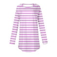 thumbnail image 4 of Elvqul Womens Tops Dressy Casual Long Sleeve Pink T-Shirt for Women 2024 Crew Neck Striped Print Loose Tops, 4 of 5