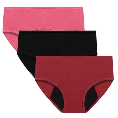 ATOYSOY Women s Mid Waist Period Underpants Plus Size Hip Lifting Cotton Panties  3 Pack Multipack Solid Leak Proof Panty Shapewear Control Briefs Seamless Clearance Stretchy Pink XXL