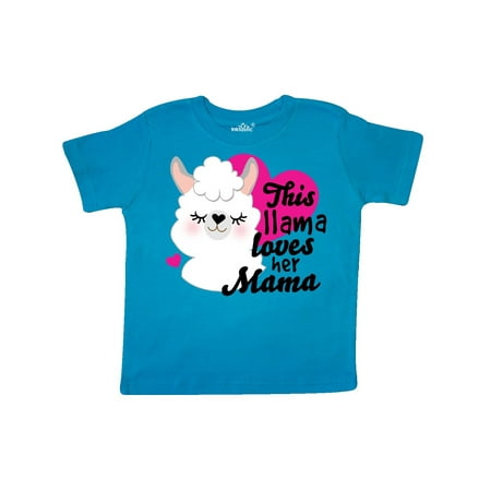 

Inktastic Valentines Day This Llama Loves Her Mama Gift Toddler Toddler Girl T-Shirt