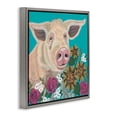 thumbnail image 3 of Stupell Industries Pig Portrait with Purple Flowers Gray Framed Floater Canvas Wall Art design by Ashley Justice, 25 x 25, 3 of 9