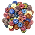 thumbnail image 3 of 100 botones de madera con estampado de flores para scrapbooking, costura, bolsos, disfraces y ropa. 25mm, 3 of 8