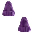thumbnail image 1 of Qarigey Sombrero Unisex mezclas de algodón sólido cálido HIP HOP sombreros de punto hombres gorras de invierno mujeres Skullies gorros para morado claro 2piezas Qarigey CBP140107, 1 of 5