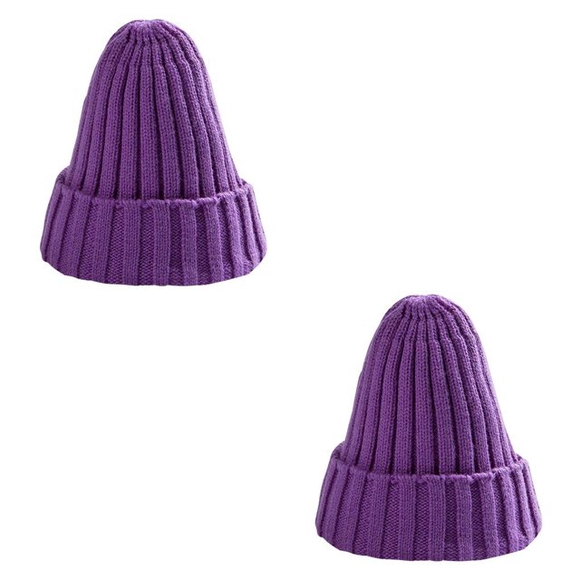 Qarigey Sombrero Unisex mezclas de algodón sólido cálido HIP HOP sombreros de punto hombres gorras de invierno mujeres Skullies gorros para morado claro 2piezas Qarigey CBP140107