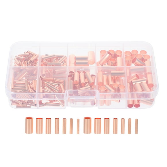 250pcs Copper Connecting Tubes Wire Joint Tube Connector Small Copper Tubes Wire Connectors