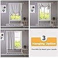DriftAway Blackout Linen Textured Solid Basic Room Darkening Tie Up Curtain Adjustable Balloon Rod Pocket 47"L x 25"W Ivory