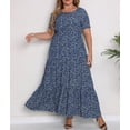 thumbnail image 3 of Plus Size Maxi Dresses for Women Summer Casual Boho Ditsy Floral Print Layered Flared Long Dress, 3 of 6