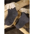 thumbnail image 2 of xiaxaixu Toddler Ribbed Sock Pair, Lacing Hem Elastic Cuff Middle Stockings, 2 of 3