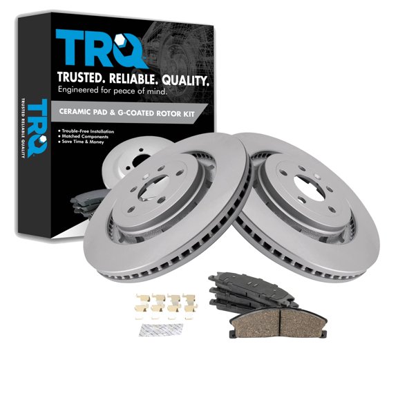 TRQ Front Premium Ceramic Brake Pad & Coated Rotor Kit Fits Select Ford Lincoln