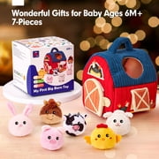 Surprise Barn Stuffed Farm Animals, Rattle, Crinkle, Mirror, Baby Toys 6-12 Months Montessori Toys - for 6 Month Old Sensory Balls 1-3 Plush Baby Valentines Day Gifts Easter Basket Stuffers