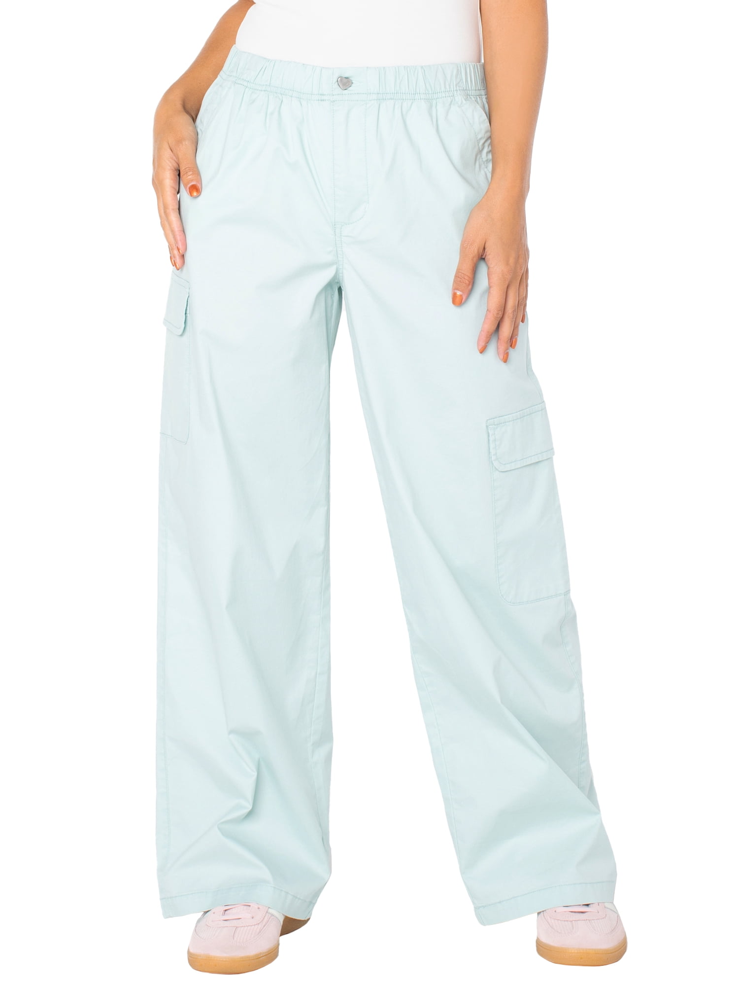 Celebrity Pink Women’s Poplin Wide Leg Cargo Pants, Sizes XS-XXXL