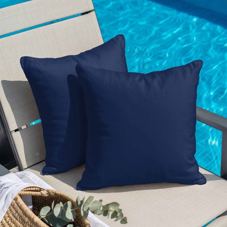 クッションカバー Cushion Cover navy line Throw Pillow Covers 16 x 16 Inch, Navy Blue Cotton Linen Pillows
