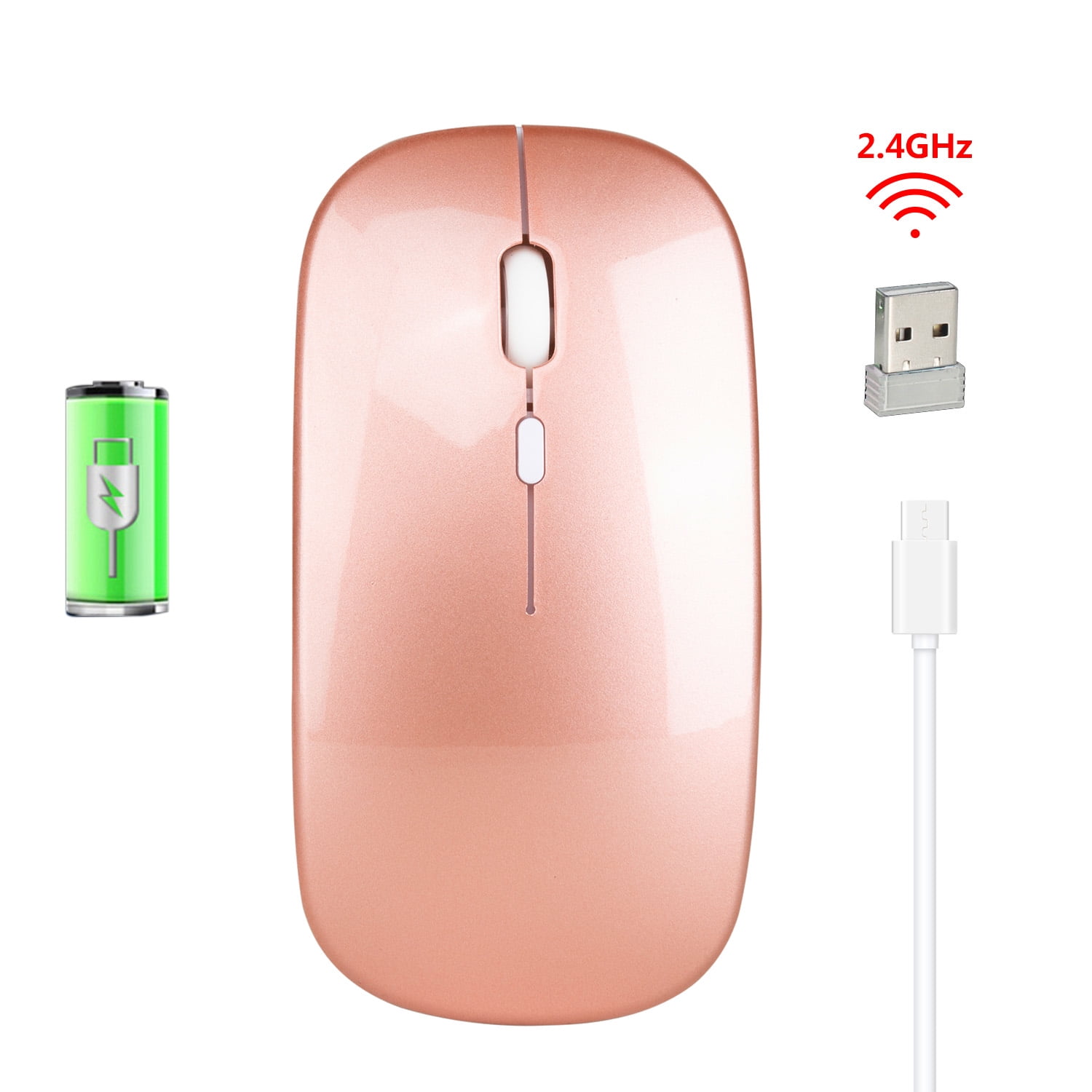 Rechargeable Wireless Mouse for Laptop, 2.4G Computer Mouse Cordless