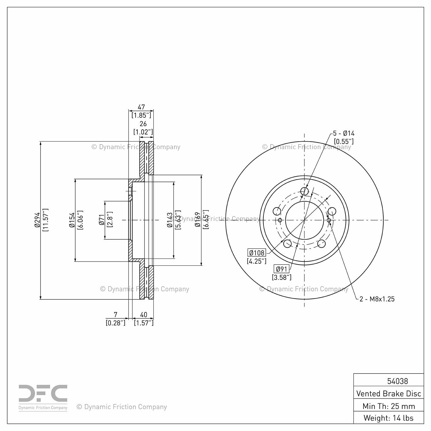 Front Dynamic Friction Company GEOSPEC Coated Brake Rotor 604-54038