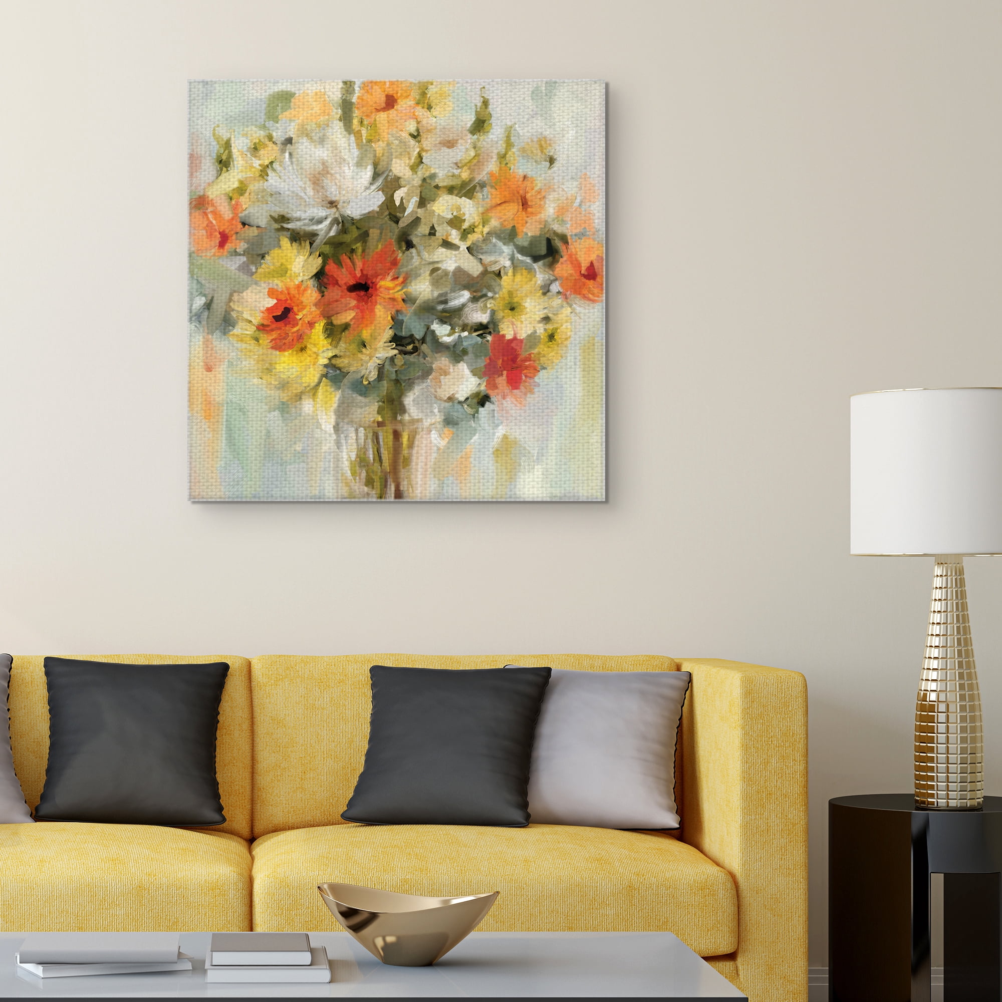 Masterpiece Art Gallery Mason Jar Flowers By Studio Arts Canvas Art Print 30" x 30"