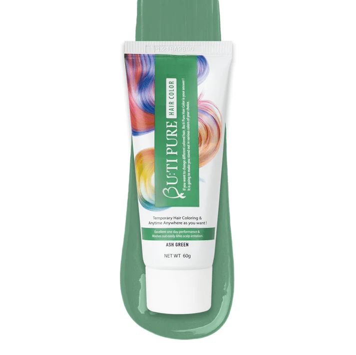 Butipure Hair Color Temporary 1-Day Hair Color Ash Green  Semi Permanent No Ammonia 60g