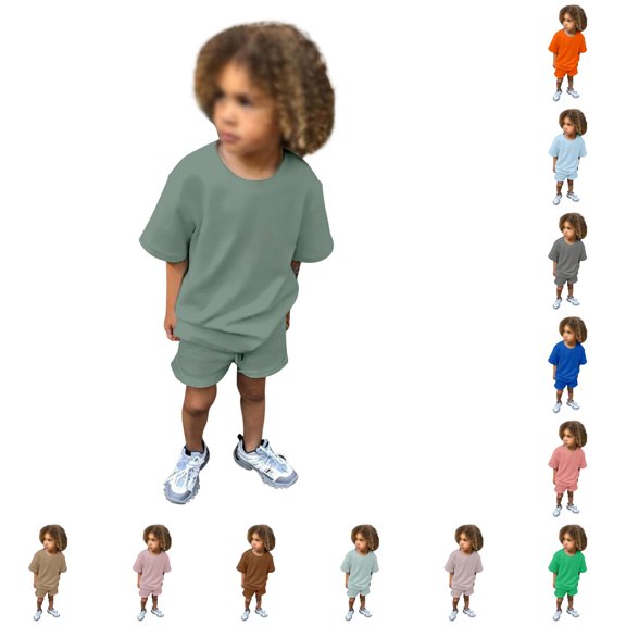 VOUZZA Boys 2 Piece Shorts Set Short Sleeve T Shirt and Shorts Boys Summer Clothes Toddler Kids Outfit Boys Summer Outfit