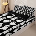 thumbnail image 2 of Feelyou Cute Ghost Silhouette Zipper Full Size Comforter Sets with Fitted Sheet and 2 Pillowcases, Kawaii Halloween Theme Zipper Bedding Set, Black Reversible, 4-Piece, 2 of 6