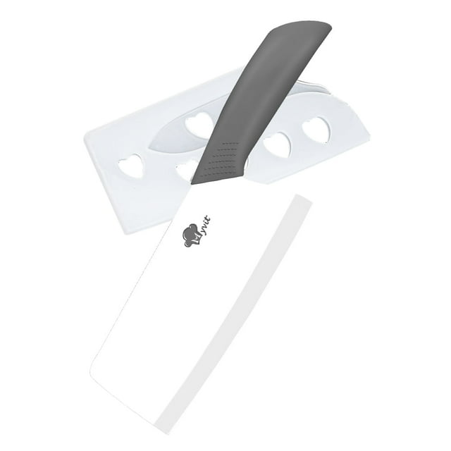 Akatsuki 7" Large Ceramic Cleaver Knife Kitchen Chef with Blade Cover Soft Handle Rustproof No-stick Meat Vegetable Slicing Fruit Paring Cutter (Gray)