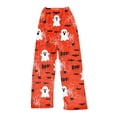 thumbnail image 2 of Zorvxlyn Halloween Fleece Pajama Boo Ghost Pumpkin Graphic Women's Pajama Pants Drawstring Elastic Waist Womens Flannel Pajama Pants, 2 of 4