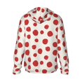 thumbnail image 3 of Uemuo Abstract Red Polka Dot Pattern Women's Full Zip UPF 50+ Sun Protection Hoodie Jacket Long Sleeve Sun Shirt Hiking Outdoor Performance with Pockets-, 3 of 9