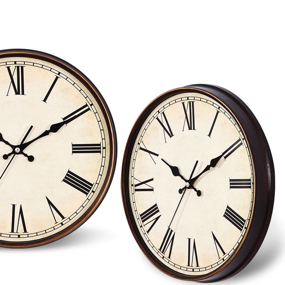 GOOHOCHY Vintage Dial Clock European Round Roman Numeral Silent Clock 3D Large Decorative Wall Clock for Living Room Bedroom Kitchen