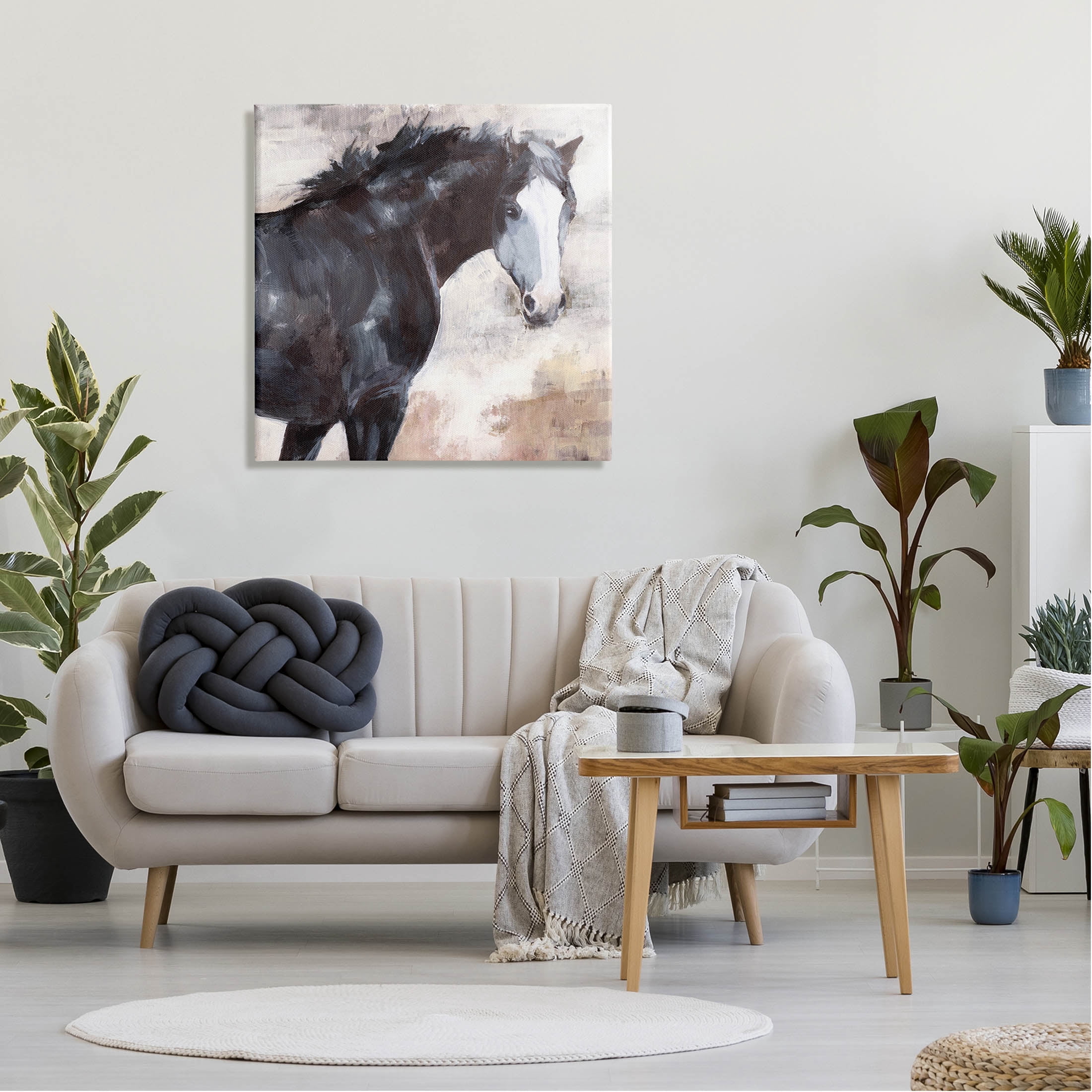 Stupell Industries Breezy Country Stallion Horse Painting Painting Gallery Wrapped Canvas Print Wall Art, Design by Nina Blue