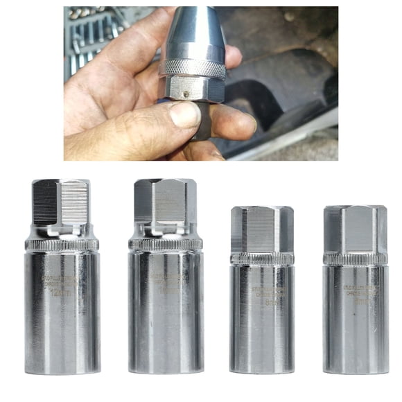 1/2in Drive Lug Nut Rounded  Remover Socket Set Drive Socket Stud Screw Extractor Tool Twist Socket Set  Nut Extractor Set Lug Nut Remover Tool Kit  8 10 12mm Sleeve Remover