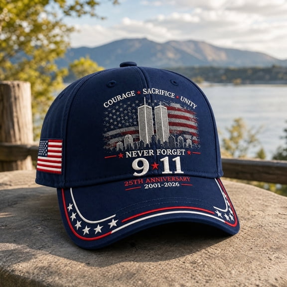 9/11 Never Forget Baseball Hat, 25th Anniversary 2001-2026 Honor Heroes Patriotic American Flag Embroidery Cap Vintage Washed Curved Brim Dad Hat for Men Women