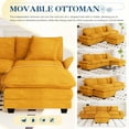 thumbnail image 5 of Muumblus 108" Sectional Sofa with Ottoman, L-Shaped Sleeper Sofa, Corduroy 3-Seater Couch for Living Room, Yellow, 5 of 11