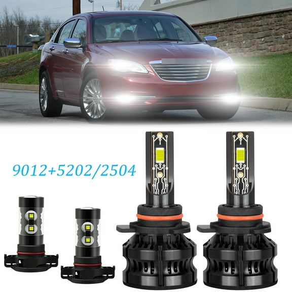 For Chrysler 200 2011-2012 Combo 9012 5202 6000K LED Headlights Fog Lights Kit