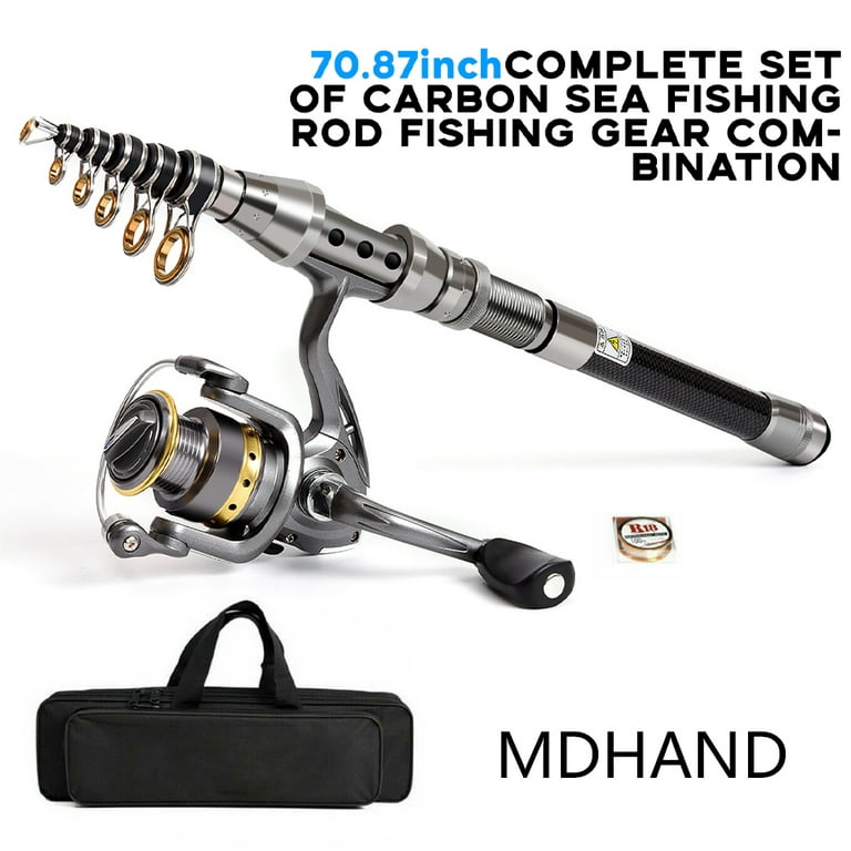 Fishing Poles, MDHAND 70.87 Inch Carbon Fiber Telescopic Fishing Rod And Reel  Combo With Spinning Reel, Fishing Line, Fishing Gear Set For Beginners/  Adults Saltwater/ Freshwater, V49 