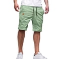 thumbnail image 2 of Mens Casual Cotton Shorts Drawstring Elastic Waist Summer Golf Pants Stretch Twill Beach Chino Shorts Light Green L, 2 of 7