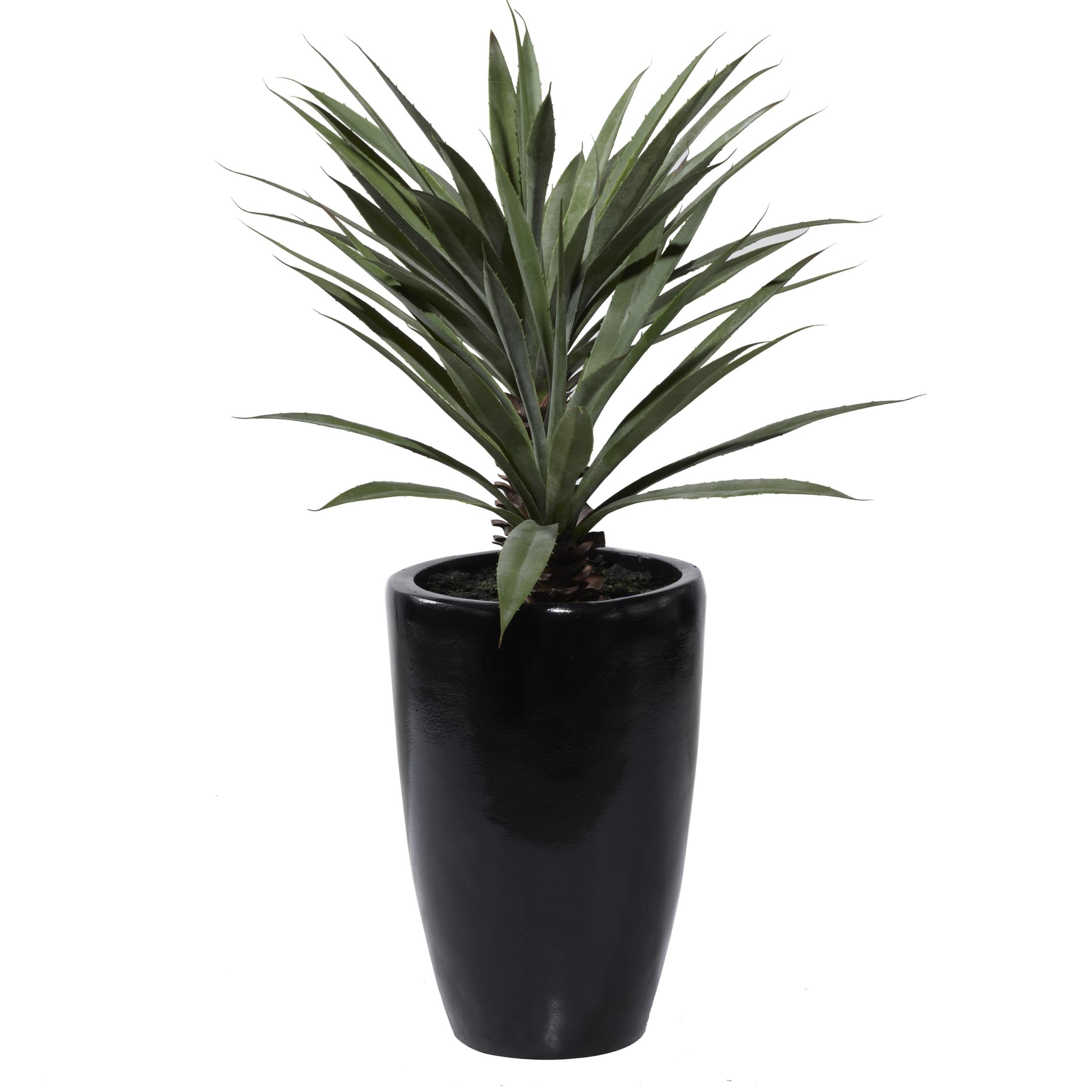 DecMode 37" Artificial Dracaena Plant in Realistic Leaves and Black Fiberglass Pot