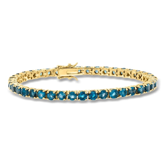Ross-Simons 12.00 ct. t.w. London Blue Topaz Tennis Bracelet in 18kt Gold Over Sterling, Women's, Adult