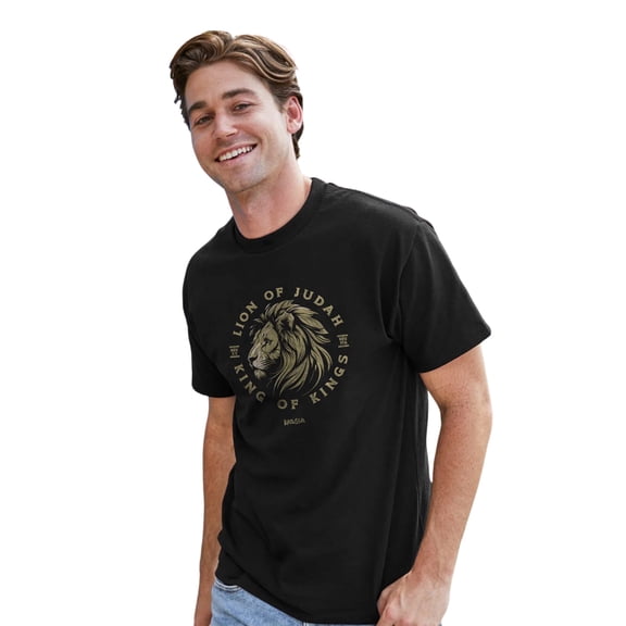 Kerusso Unisex Short Sleeve Casual T-Shirt, Lion Of Judah, Black, SM