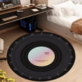 thumbnail image 4 of Qiweii Music Record Black Round Area Rug for Bedroom Bathroom Living Room Study Playing,Non-Slip Floor Mat Carpet Home Decor Rugs, 3' Diameter, 4 of 6