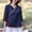 Navy, variant on Drovellove Women's Oversized V Neck Hooded 3/4 Length Sleeve Tee - Casual Cotton Linen Top for Summer Outings