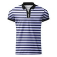thumbnail image 4 of Relanfenk Male Summer Striped Splice Print T Shirt Turn Down Collar Short Sleeve Tops T Shirt, 4 of 4
