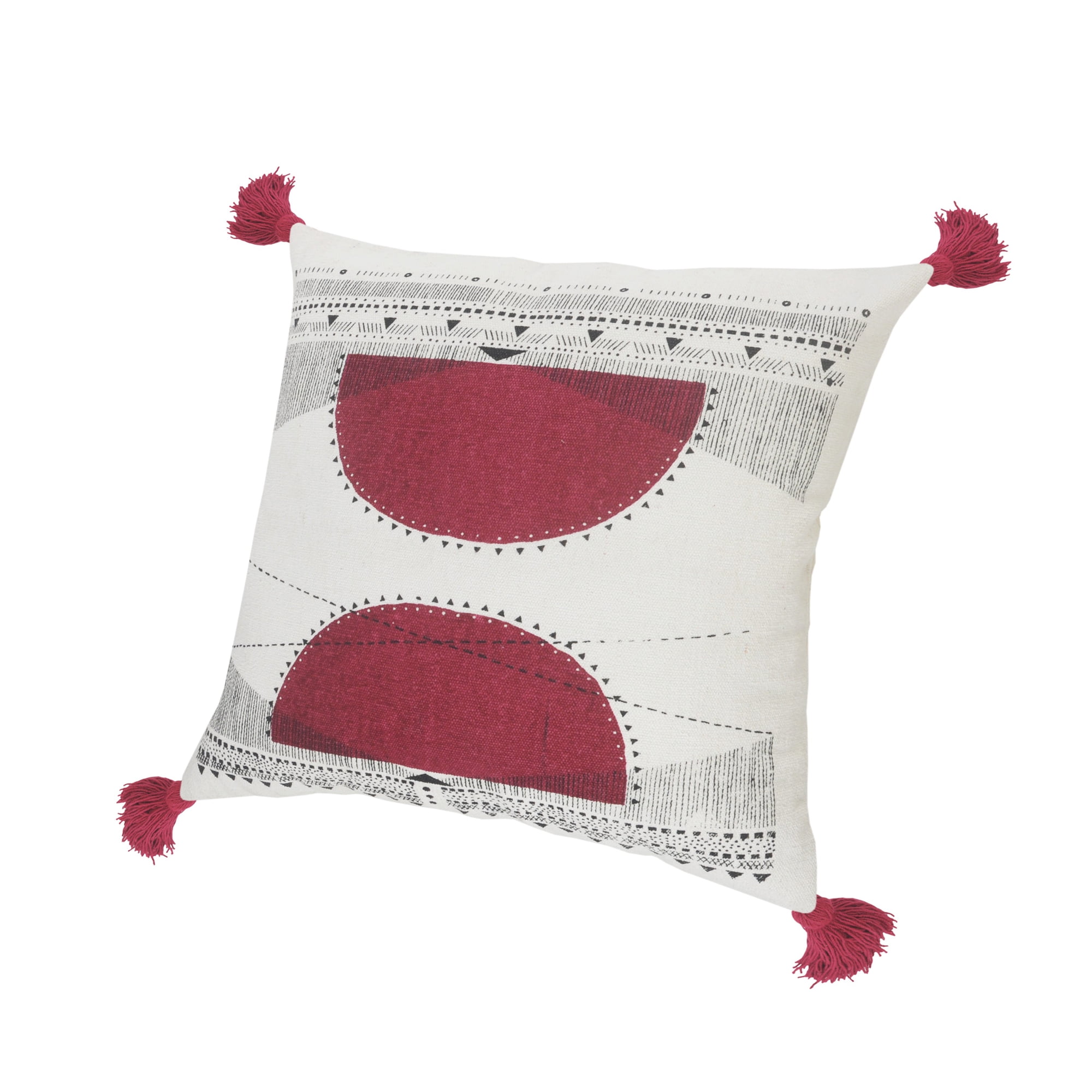 Harlow Hill 20" x 20" White/Black/Burgundy Geometric Cotton Adult Decorative Throw Pillow Cover