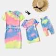 thumbnail image 2 of PatPat Robe T-shirt Moulante Teinture sur Nœuds à Manches Courtes pour Maman et Moi, une Pièce, Tailles Fille-Femme, 2 of 6