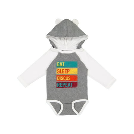 

Inktastic Discus Thrower Eat Sleep Discus Repeat Gift Baby Boy or Baby Girl Long Sleeve Bodysuit