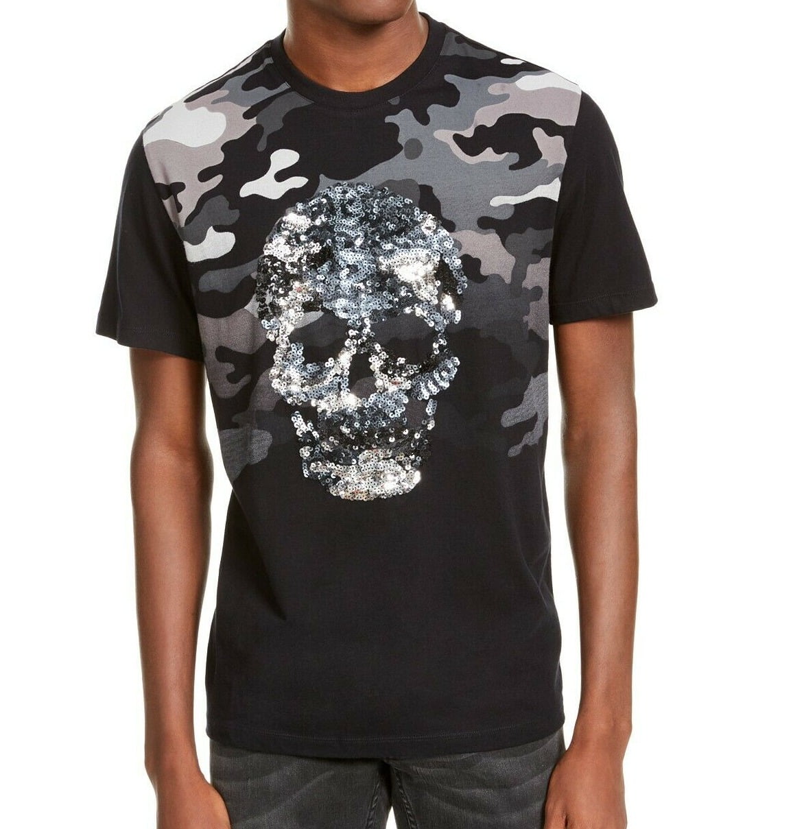 INC Mens T-Shirt Small Camo Skull 